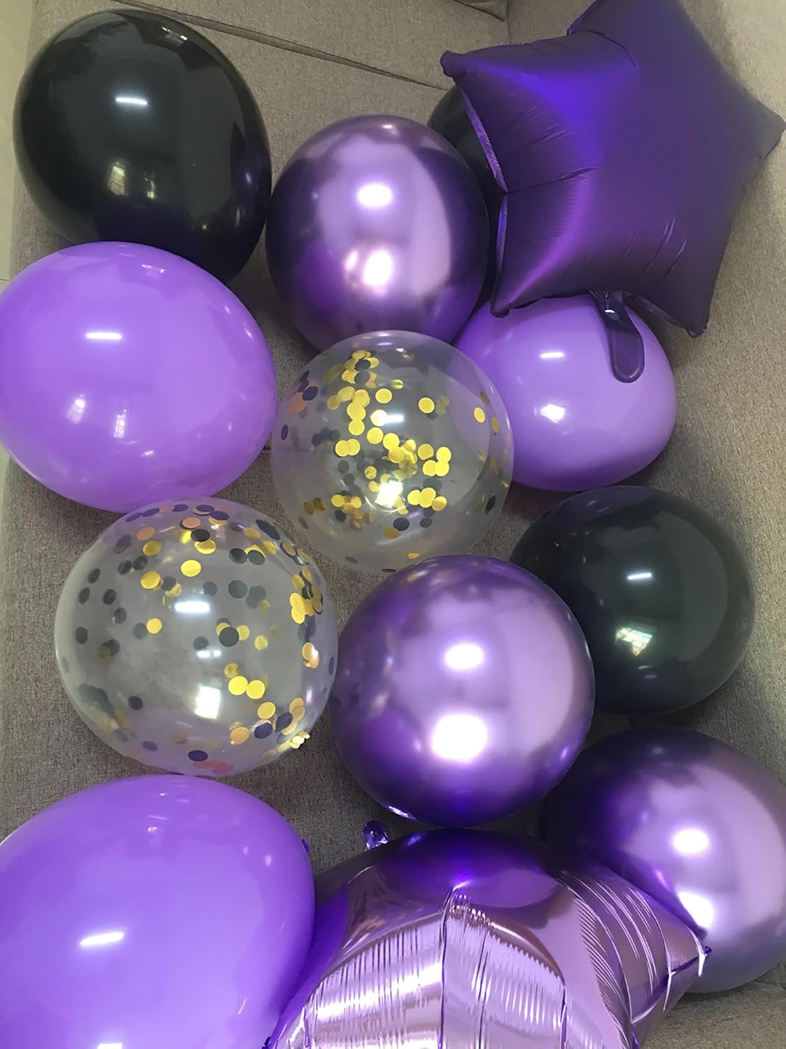Purple Graduation Decorations – 2024 Lavender Grad Party Balloons Supplies with Black Gold Congrats Banner Decor (Black + Lavender + Purple)
