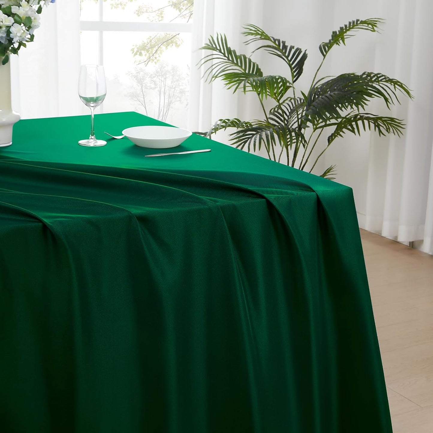 Rectangle Tablecloths 60x120 Inch 2 Pack Dark Green Tablecloth Washable Decorative Linen Polyester Table Cloths for Dining Table Banquets Buffet Parties and Wedding
