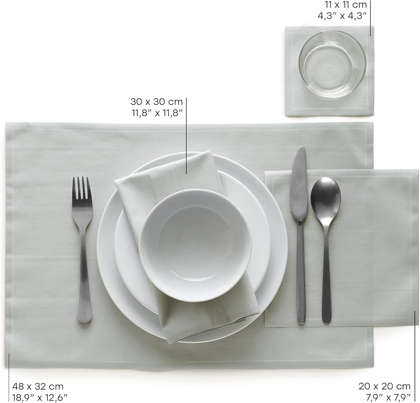 Cotton Cocktail Napkin - 4.3 x 4.3 in - 50 units per roll - Grey