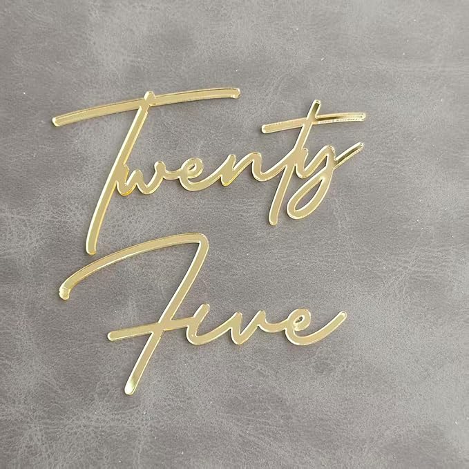 Gold Acrylic Twenty Five Cake Topper, Happy 25th Birthday Party Decorations, 25 Fabulous Cake Decoration, 25th Anniversary Party Supplies,