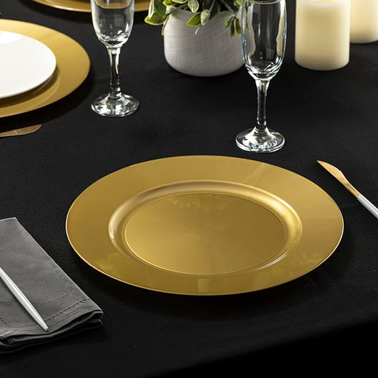 13'' Party Chargers Large Plates & Platters Great for Elegant Party's Weddings Tableware Great for Serving dish Gold Pack of 12