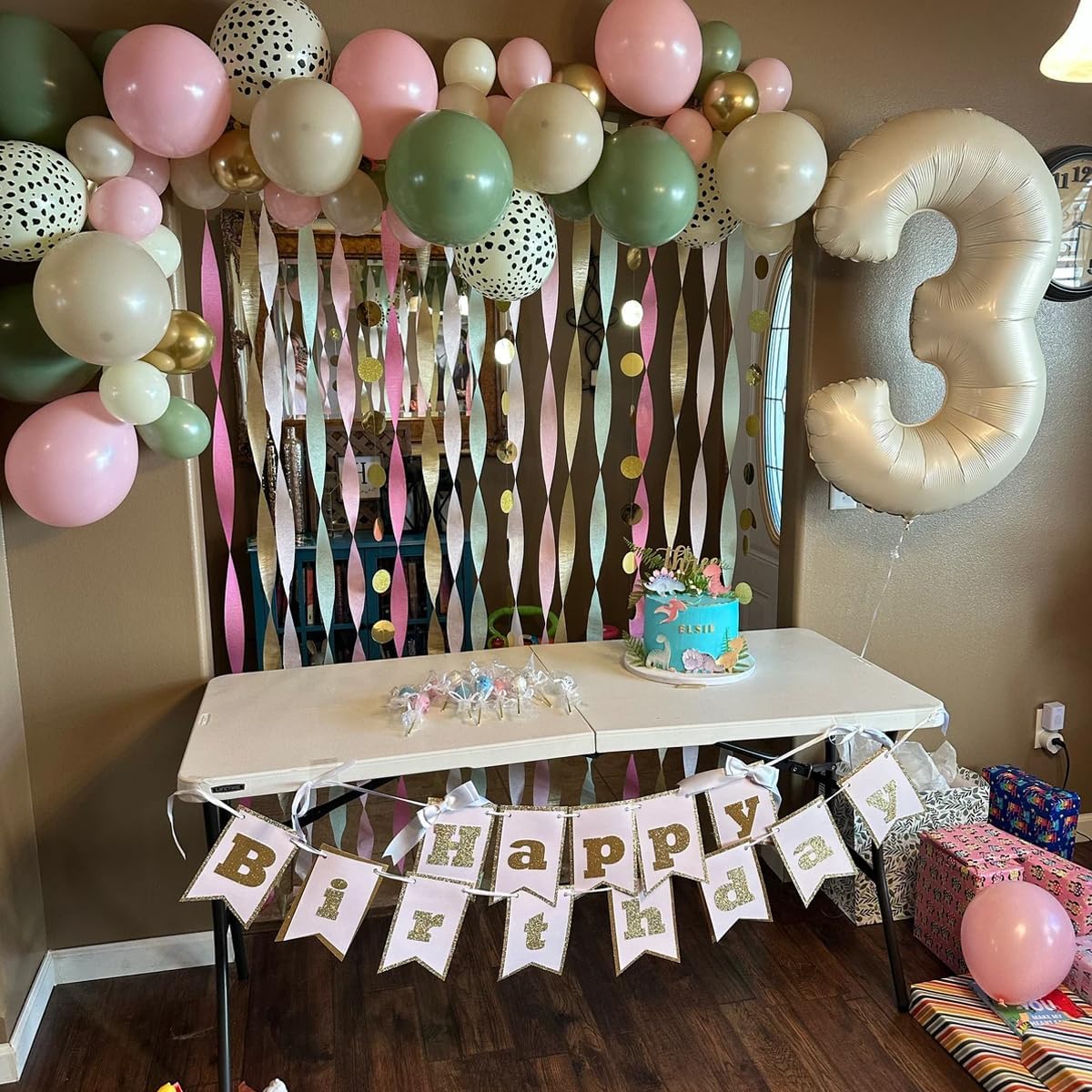 Smlpuame 40 Inch Beige Number 3 Balloons for 3rd Birthday Decorations Boys Girl, Giant Self-Sealing Cream Foil Number 0-10 White Sand Balloon for Women Men Party Anniversary Baby Shower Supplies