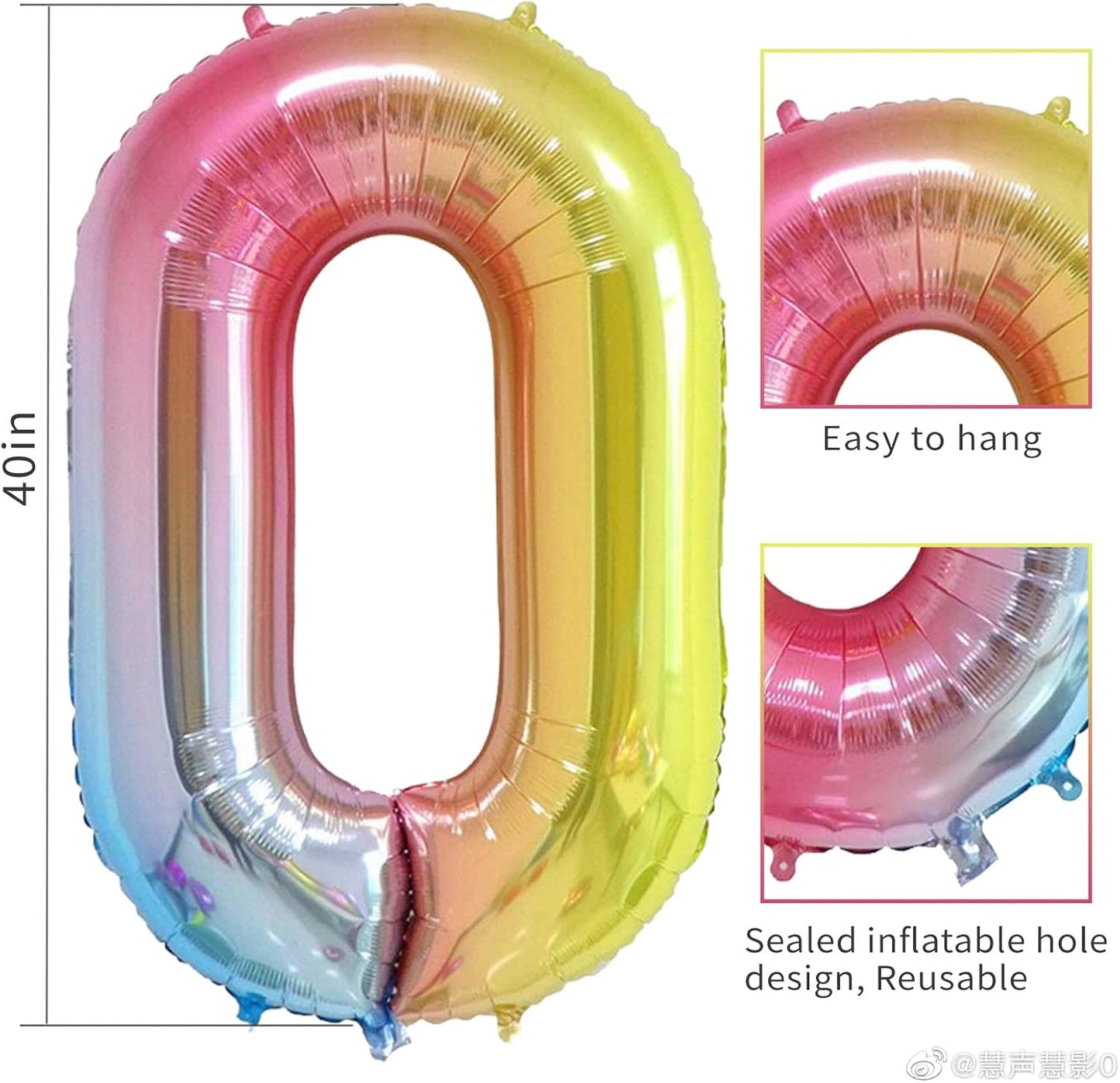 Smlpuame 40 Inch Number Balloons 0-9 Rainbow Gradient Large Number 1 Balloons, Digital Balloons for Birthday Party Celebration Decorations, Helium Foil Number Balloons for Wedding Anniversary