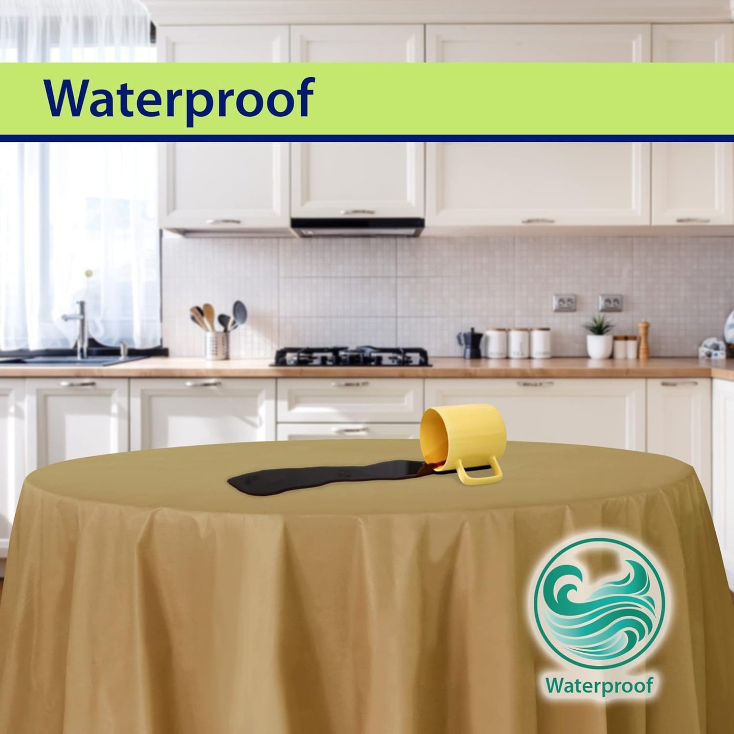 Gold Disposable Plastic Tablecloth for Round Tables (36 Pack) Table Cloths for Parties, Events & Weddings, Indoors & Outdoors, 84 inches, Plastic Table Cover