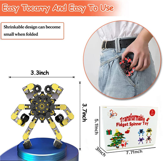 18pcs Random Fidget Spinners,DIY Deformable Robot Fingertip Toys,Decompression Spinner,Deformable Creative Mechanical Gyro Toys,Stress Relief Mechanical Chain Toy for Kids Adults,Party Supplies