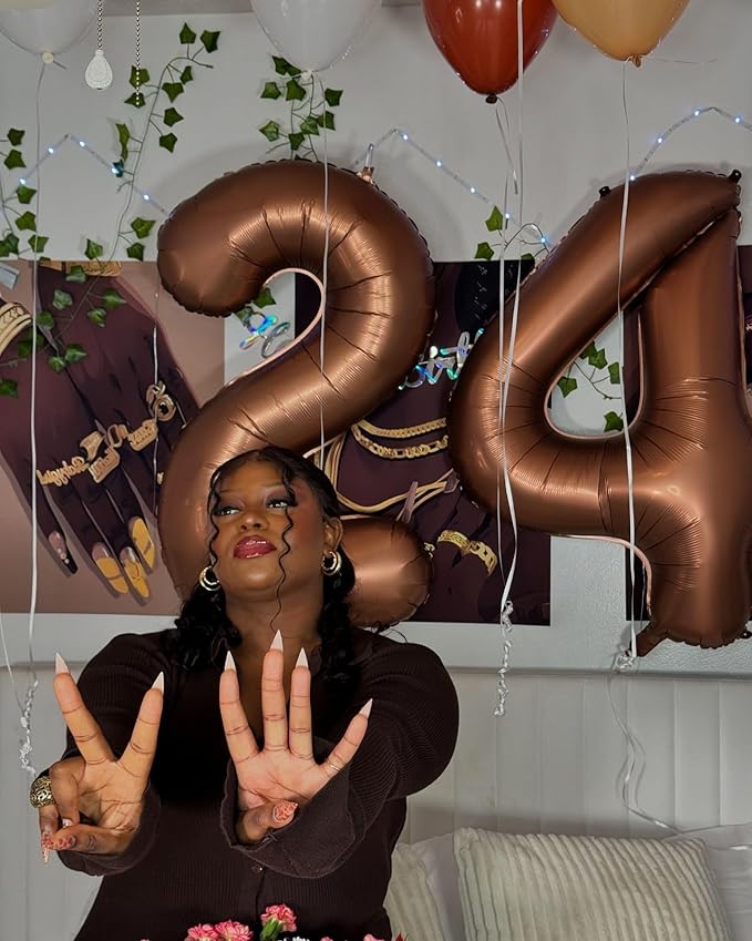 Dark Brown 4 Balloon, Coffee Brown Number Balloons 40 Inch, 4th Chocolate Party Decorations, Four Large Numbers for Party Decor, Number 4 Balloon