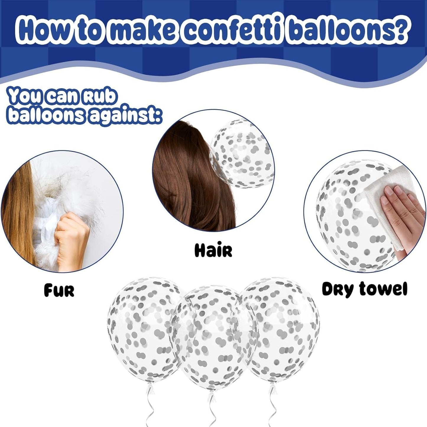Paready Blue Silver Balloons Set, 60Pcs Metallic Navy Blue Balloons, 12 Inch Confetti Silver Pearl Dark Blue Latex Balloon for Graduations Boys Girls Birthday Baby Shower Party Decorations