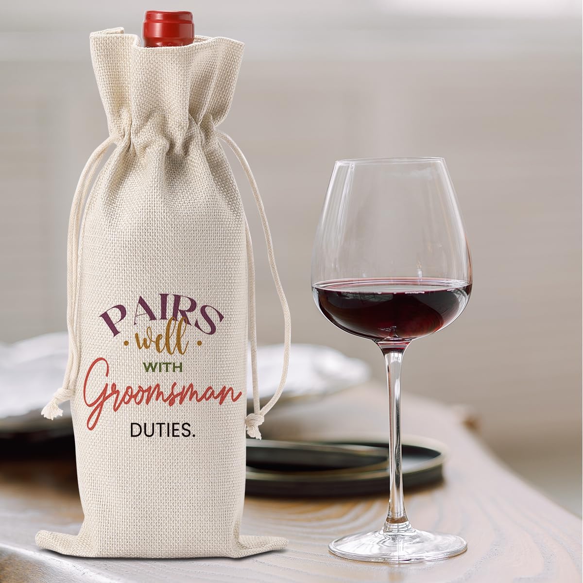 FBCCZEY Groomsmen Proposal Wine Bag - Best Man and Wedding Engagement Gifts for Groomsmen - Pairs Well With Groomsman Duties Wine Bottle Bags