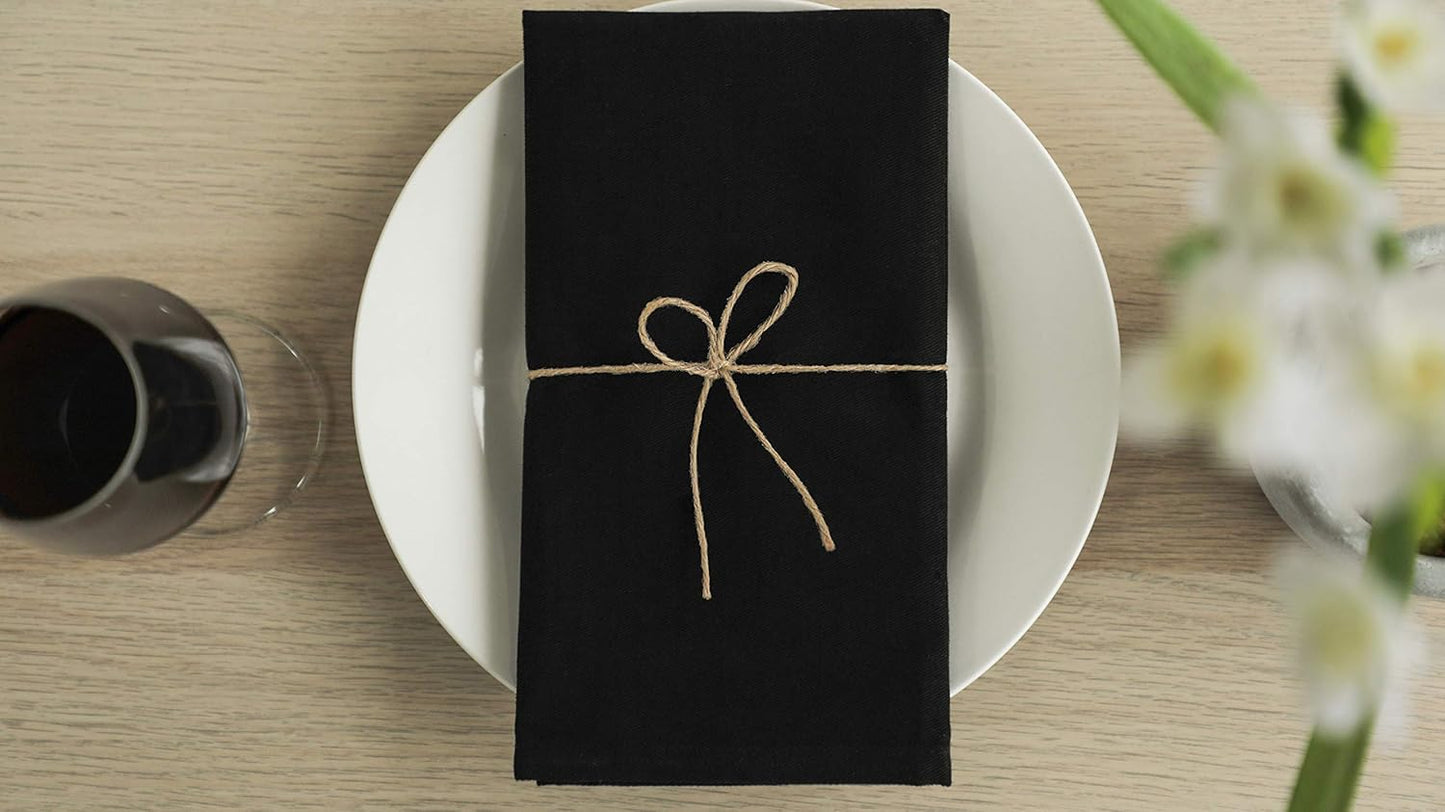 AMOUR INFINI Cotton Cloth Napkins Set of 12 - Soft Premium Dinner Napkins with Hemmed Edges, Hotel Quality 18x18 Inch for Home Dining, Table Decor (Black)
