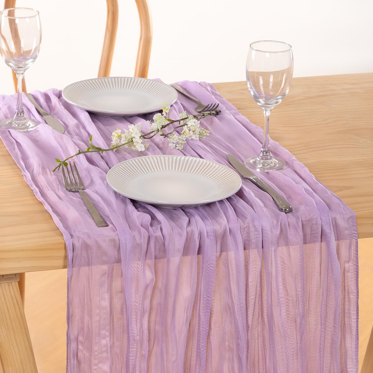 MLMC Lilac Purple Cheesecloth Table Runner 10ft Rustic Gauze Lavender Cheese Cloth Table Runner Fall Centerpiece 35x120 Inches for Romantic Wedding Bridal Baby Shower Birthday Decor