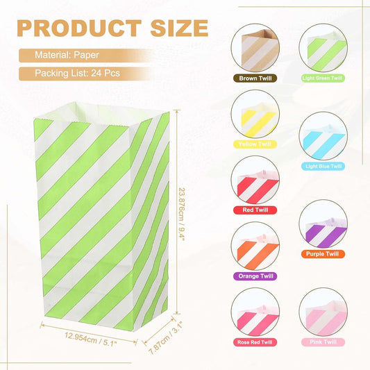 PATIKIL Party Favor Bag, 24 Pcs 3.5x2.4x7.1 Inch Mini Paper Candy Bags Gift Treat Celebration Halloween Goody Birthday Wedding Party with Stickers, Light Green Twill