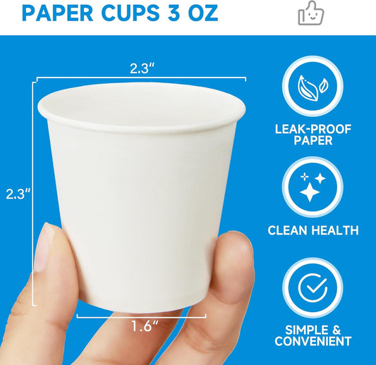 RACETOP 3000 Pack 3 oz Paper Cups for Bathroom, Disposable Mouthwash Cups, Small Paper Cups, for Parties, Picnics, Travel