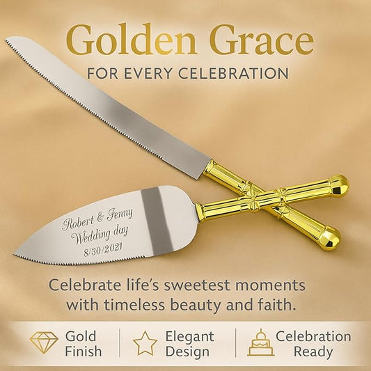 GIFTS INFINITY Personalized Wedding Cake Knife and Server Set with Engraving – Cake Cutting Utensil Set, Keepsake Gift for Wedding, Anniversary, Reception, Birthday & Other Occasions