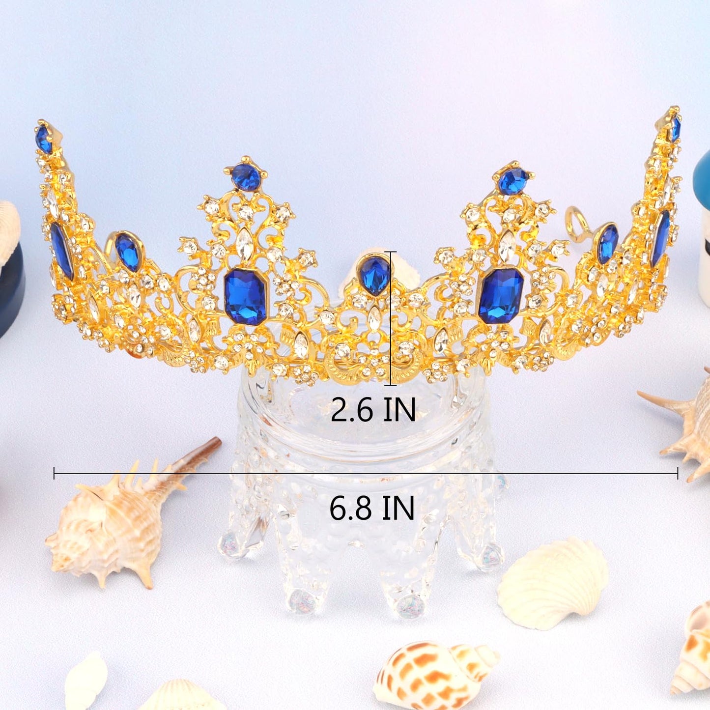 Didder Royal Blue Gold Princess Crown Birthday Tiara Prom Queen Tiaras and Crowns for Women and Girls Halloween Costume Headpiece Hair Accessories