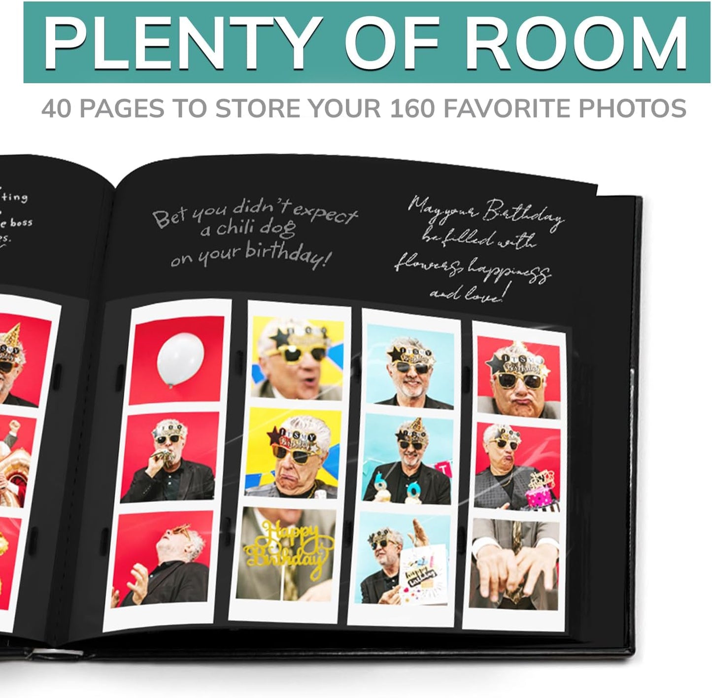 PBF (5 Pack) Photo Booth Album, Guest Book with 2x6 Clear Picture Inserts, Black Cover with Plastic Sleeves & Black Pages, Scrapbook Album for Photo Strips, Memory Book, Wedding, and Baby Showers