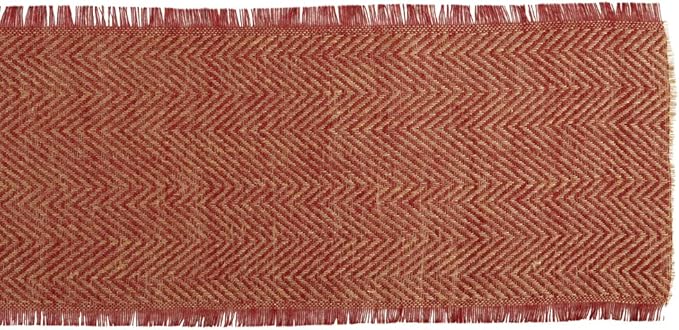 DII Jute Burlap Collection Kitchen Tabletop, Table Runner, 14x108, Chevron Barn Red