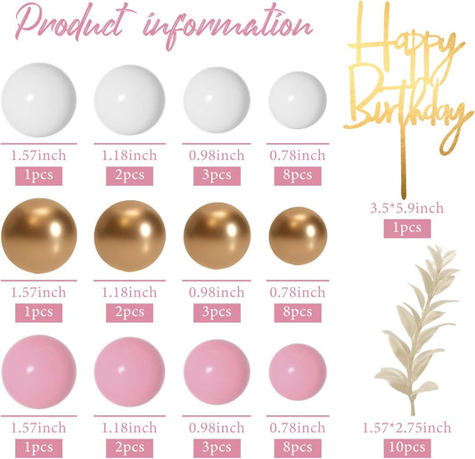 MIAHART Ball Cake Toppers Boho Grass Cake Topper Ball Cake Insert Decoration for Birthday Wedding Baby Shower Party Decorations Boho Themed Party Supplies (white,gold,pink)