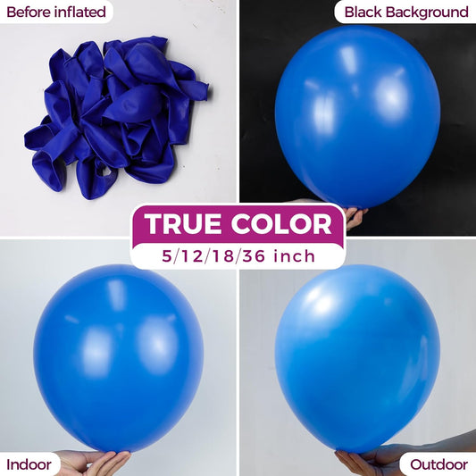 Bezente Royal Blue Balloons 18 Inch - 30 Pack Large Thick Big Round Royal Blue Latex Balloon for Birthday Bridal Shower Graduation Baseball Nautical Party Decorations