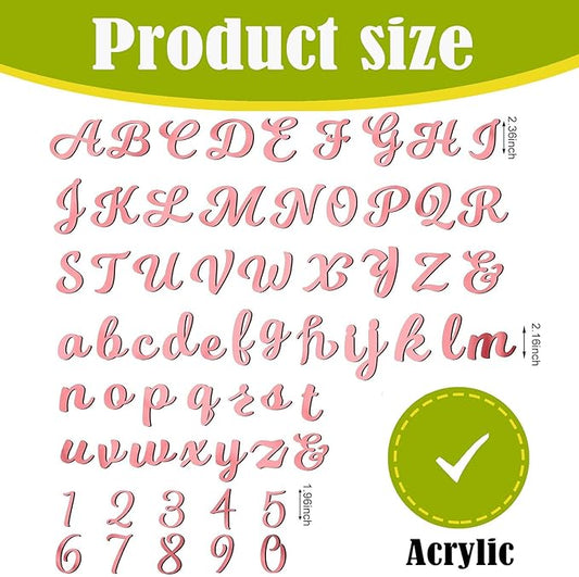 64 Pcs Acrylic Number & Alphabet Cake Toppers - A-Z Letters, 0-9 Numbers, Rose Gold - DIY Personalized Name Cupcake Toppers for Weddings, Birthdays, Party Decorations