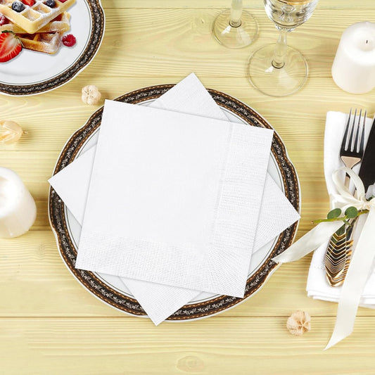 Cocktail Napkins - 600 Count 2-Ply White Napkins Disposable, 4.75 x 4.75 Inch Folded Paper Napkins Bulk Beverage Napkins for Dinner Wedding Bar Party and Everyday Use