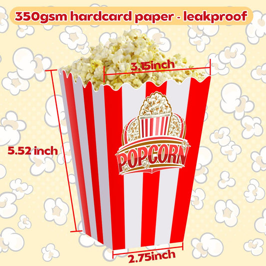 40Pcs Classic Popcorn Boxes - Red & White Striped Individual Servings Disposable Popcorn Bags Bucket Container for Movie Night, Home Halloween, Thanks Giving, Christmas Party