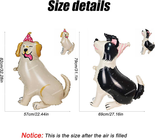 2PCS Self Standing Dog Animal Balloons Cute Pet Puppy Birthday Foil Balloon For Kids Gift Animal Dog Themed Birthday Baby Shower Pet Party Decorations Supplies