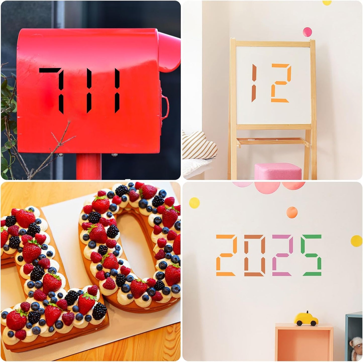 uxcell 10 Inch Large Number Stencils Set, 0-9 Plastic Address Number Stencil Templates Reusable Digital Painting Templates for Cake Stencil Address Number Painting, Style E