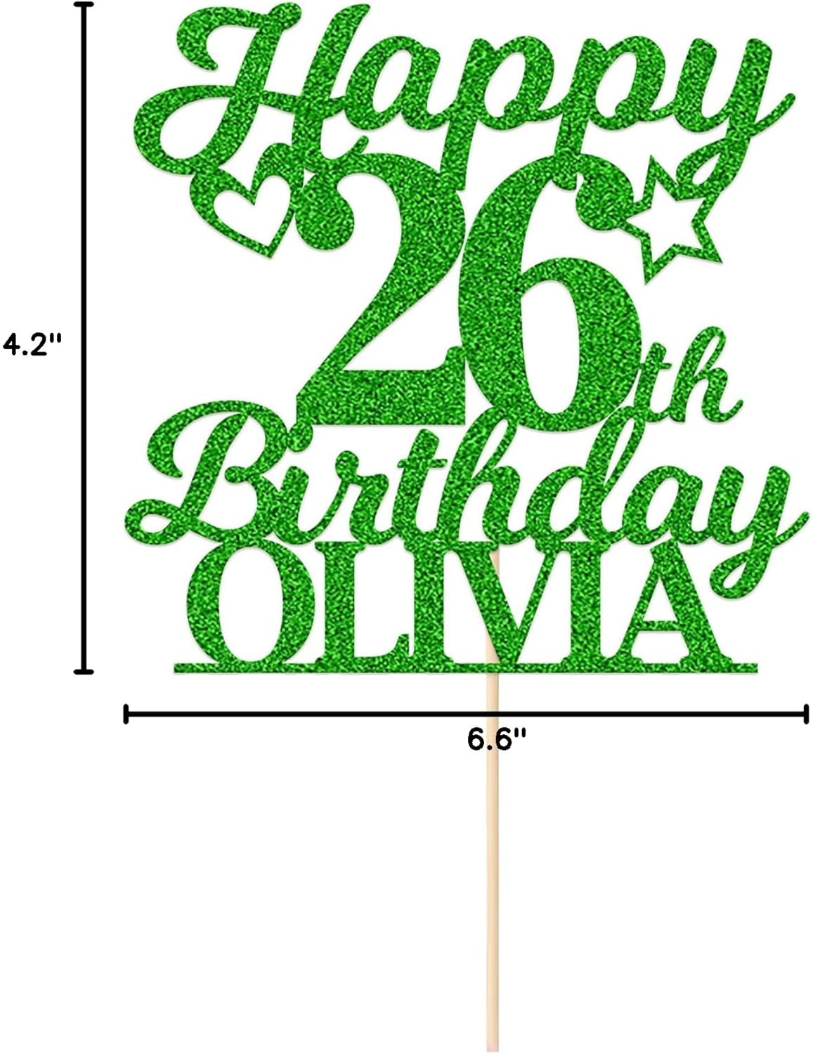 Personalized Happy Birthday Cake Toppers Birthday Cake Topper Gifts for Women Men Custom Glitter Cake Toppers with Any Name & Age for 18th 21st 30th 40th 50th 60th Cake Decorations (Green)