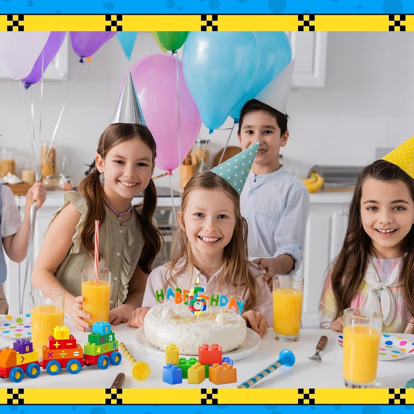 Building Block Themed Birthday Candle Number 6 Candle Birthday Party Decoration Cake Topper for Building Block Party Decoration Theme Parties Supplies (Number 6)