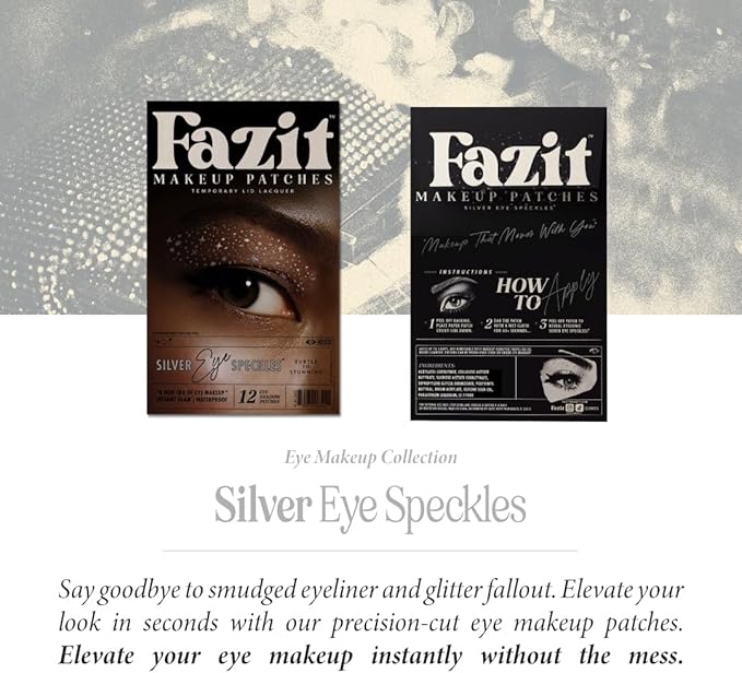 Fazit Makeup Patches - Silver Eye Speckles - Glow Up Make-Up Patches - Cute Glitter Makeup Accessories for Women - Cosmetic Glitter for Face