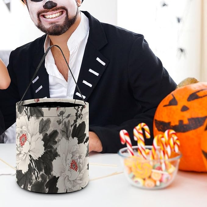 Halloween Candy Bucket - Floral Mandala Trick Or Treat Candy Bag, Gift Bag for Party Favor Supplies