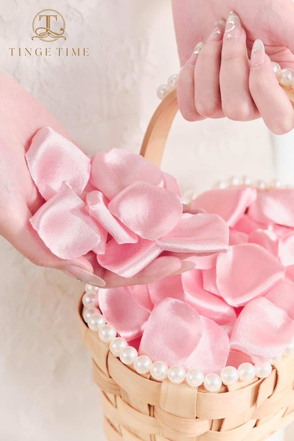 TINGE TIME 300pcs Silk Rose Petals Blush Pink Heart Flower Petals for Wedding Flower Girl Basket Aisle Scatter Dinner Table Centerpieces Party Confetti Bridal Shower Romantic Night Decoration