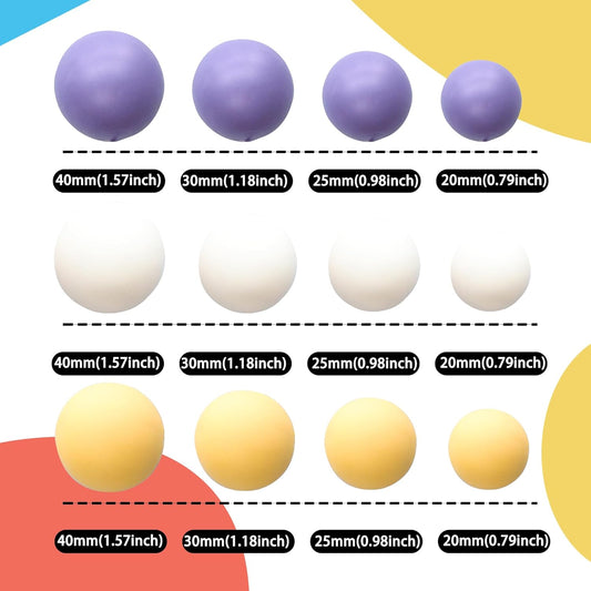 Ephlyn 30Pcs Ball Cake Topper Ball Cake Picks Colorful Pearl Ball Shaped Cupcake Insert Cake Topper for Bear Theme Birthday Party Favors Wedding Decoration White Yellow Purple