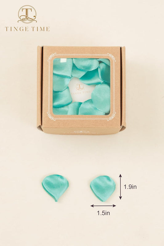 TINGE TIME 300pcs Silk Rose Petals Teal Green Heart Flower Petals for Wedding Flower Girl Basket Aisle Scatter Dinner Table Centerpieces Party Confetti Bridal Shower Romantic Night Decoration