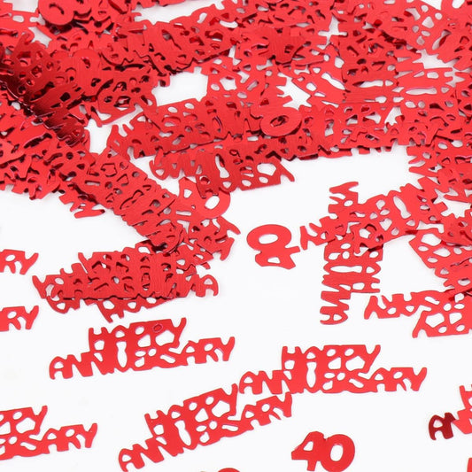 40 Happy Anniversary Confetti Glitter - Red 40th Anniversary Party Table Decorations Happy Anniversary Confetti, Perfect for Table Decorations Party Supplies DIY Craft