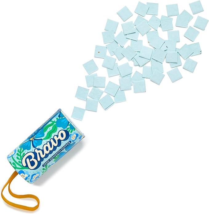 Modern Sprout Seed Confetti Poppers with Flower Seeds - Party Favors for Outdoor Wedding Birthday & Parties - Non-Toxic Plastic-Free & Pollinator Safe Plantable Seed Paper - Blue Bravo (Pack of 12)