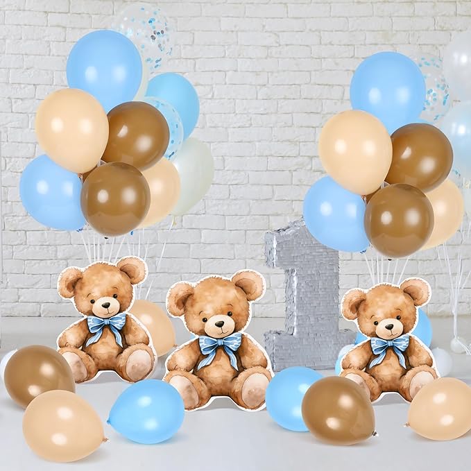 4 Sets Balloon Stand Kit for Table Bear Baby Shower Tables Centerpieces with Balloon Boy Baby Shower Decorations for Bear Theme Gender Reveal Birthday Party Table Decorations Supplies