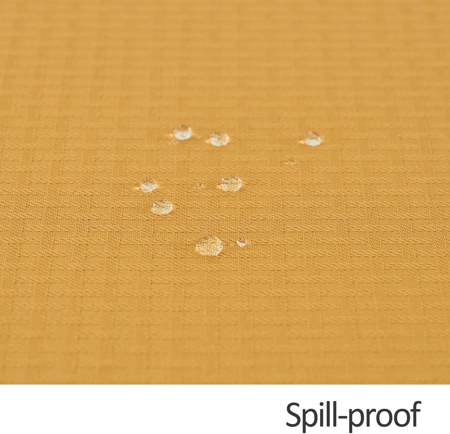 maxmill Round Weaved Texture Design Tablecloth Spill-Proof Wrinkle Free Soft Washable Table Cloth for Circular Table Cover, for Dining Room Banquet Parties Holiday Dinner, 90 Inch Ochre Yellow
