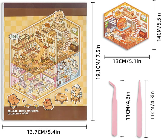 20 Sets DIY 3D Sticker Scene, Sticker Therapy Scenes Collection Book for Adults Kids Stress Relief Pass The Time, Relief Stress Pass The Time Play Park Hamburg Castle Library