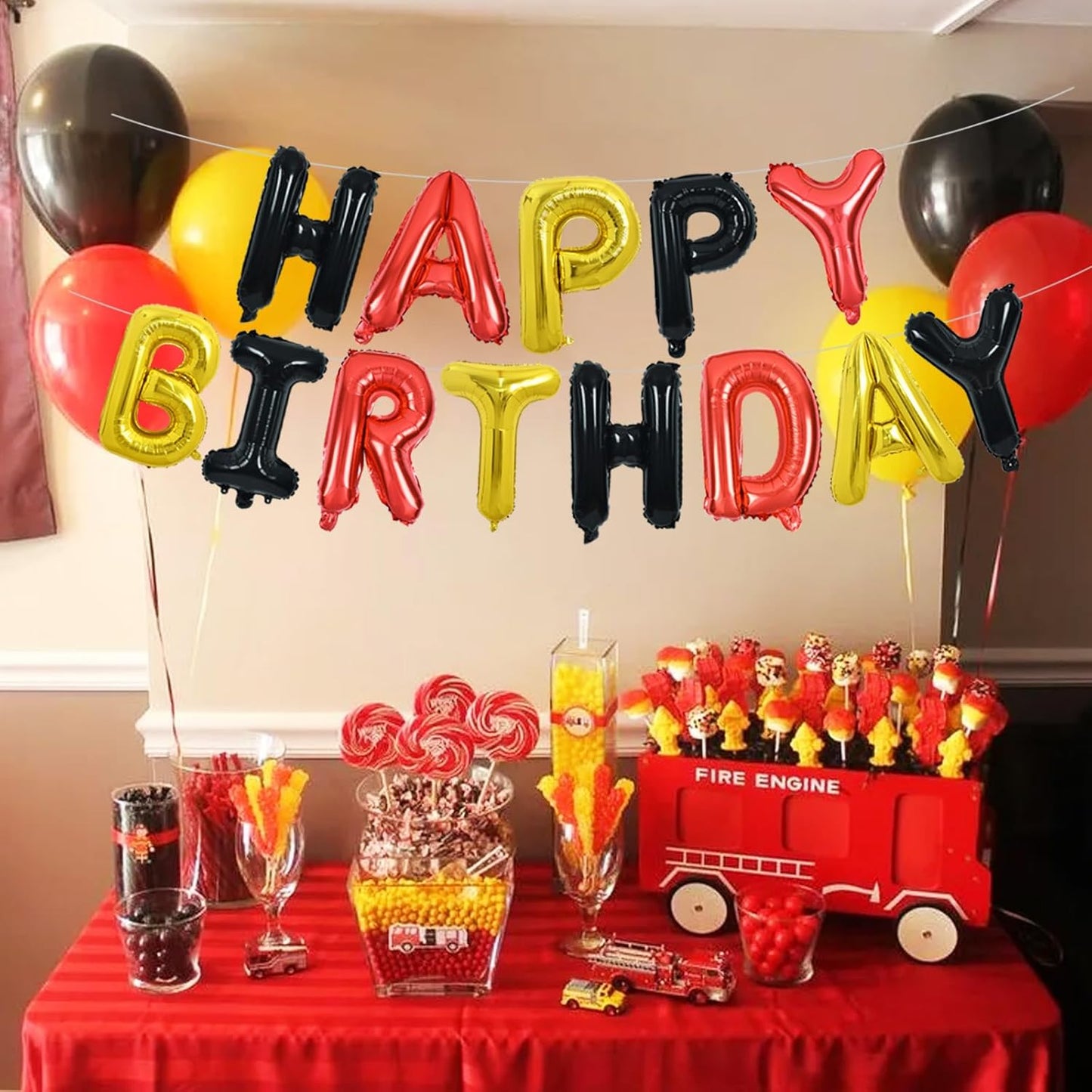 TONIFUL Happy Birthday Balloons Banner 16 Inch Mylar Foil Letters Birthday Sign Reusable for Girls Boys Kids & Adults Birthday Party Decorations Supplies(Black Red Gold)