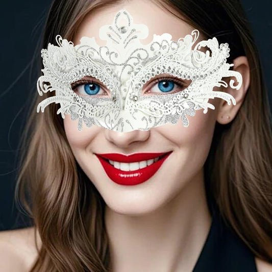 White Masquerade Mask Mardi Gras Mask for Costume Parties Halloween Venetian and Carnival
