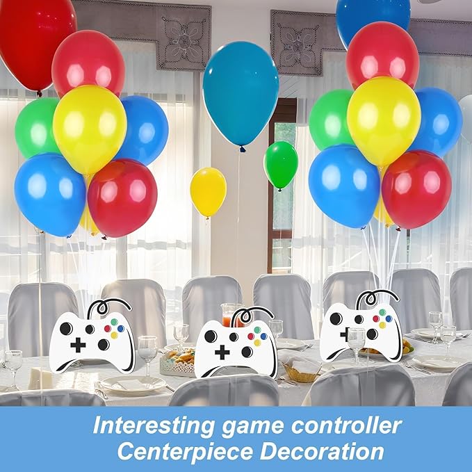 6 PCS Video Game Birthday Party Decorations Gaming Room Boys Balloons Stand Kit Balloon Centerpiece for Tables for Boy Gamer Game Themed Birthday Baby Shower Party Decoration