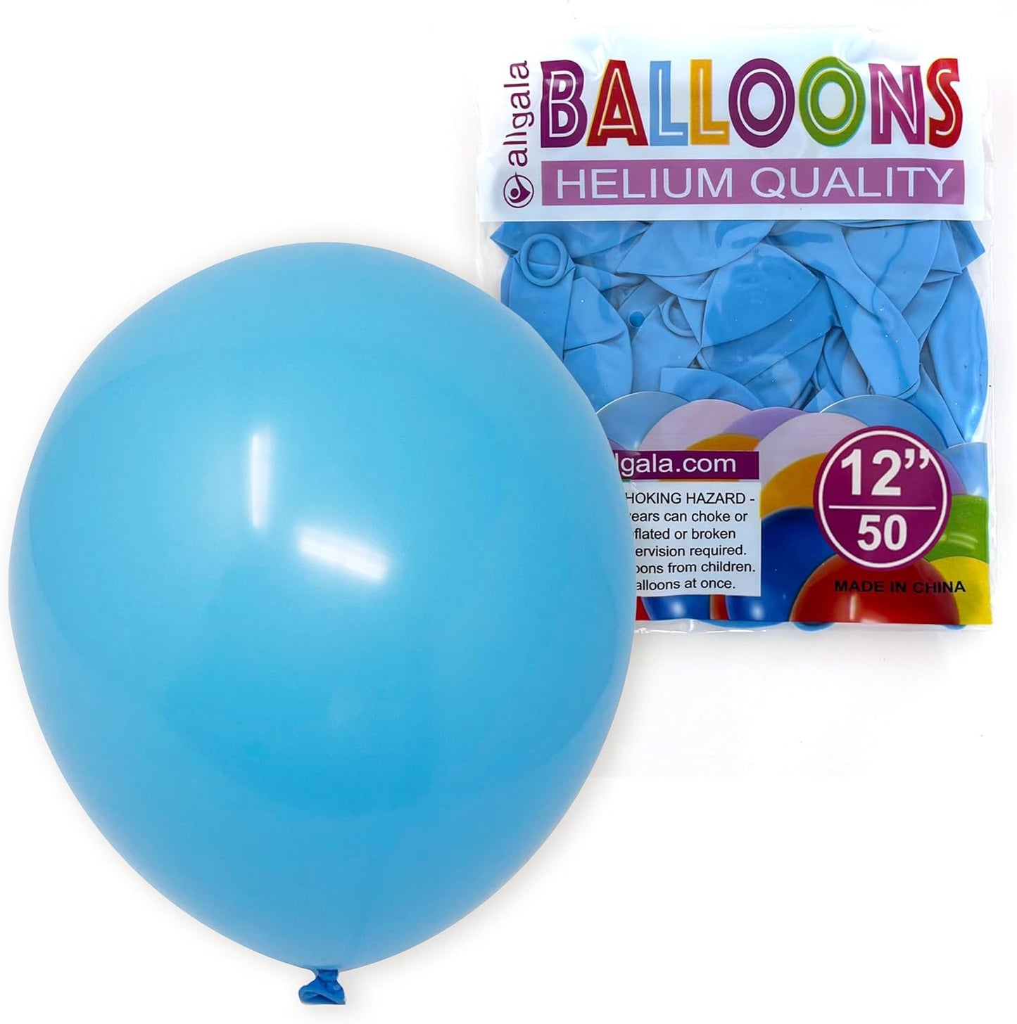 Allgala Light Blue Balloons 50 Pack 12 Inch Helium Grade Latex Bulk Balloon Pack Ideal for Birthday, Wedding, Bridal Party Baby Shower Decorations