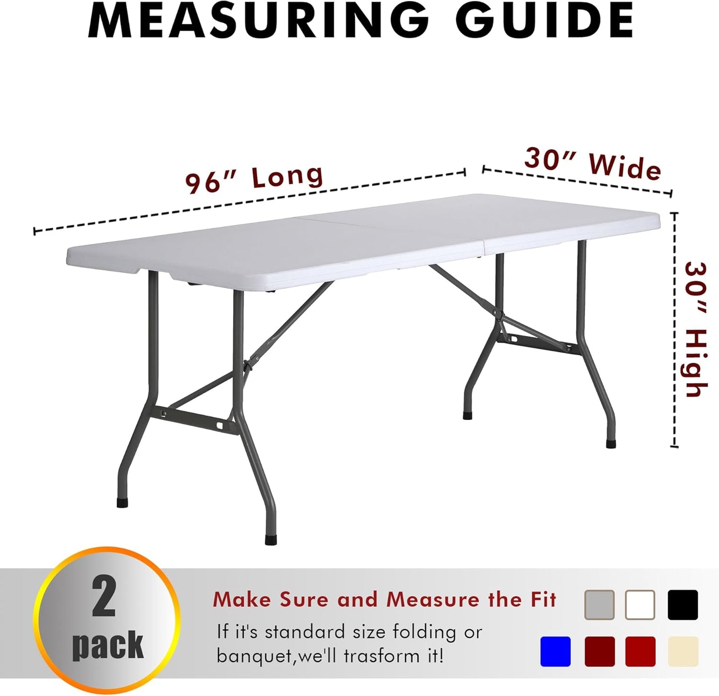 Nasitos 2 Pack 8' Fitted Table Cloth for Rectangular Table Orange Trade Show Table Covers-Open Back Valentines Tablecloth Washable and Wrinkle Resistant Table Cloth, Parties, Buffet, Baby Shower