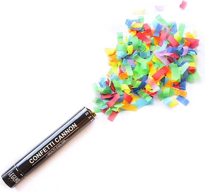 Legend & Co. 12 inch Confetti Cannons Multicolor | Biodegradable Confetti & Air Powered | Launches 20-25ft | Celebrations, New Year's Eve, Birthdays and Weddings (5 Pack)