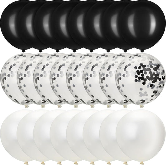 Hestya 100 Pieces 12 Inch White Black Balloons Latex Party Balloons Arch Garland Kit for Weddings, Bridal Shower, Graduation, Anniversary, Birthday Party Decoration