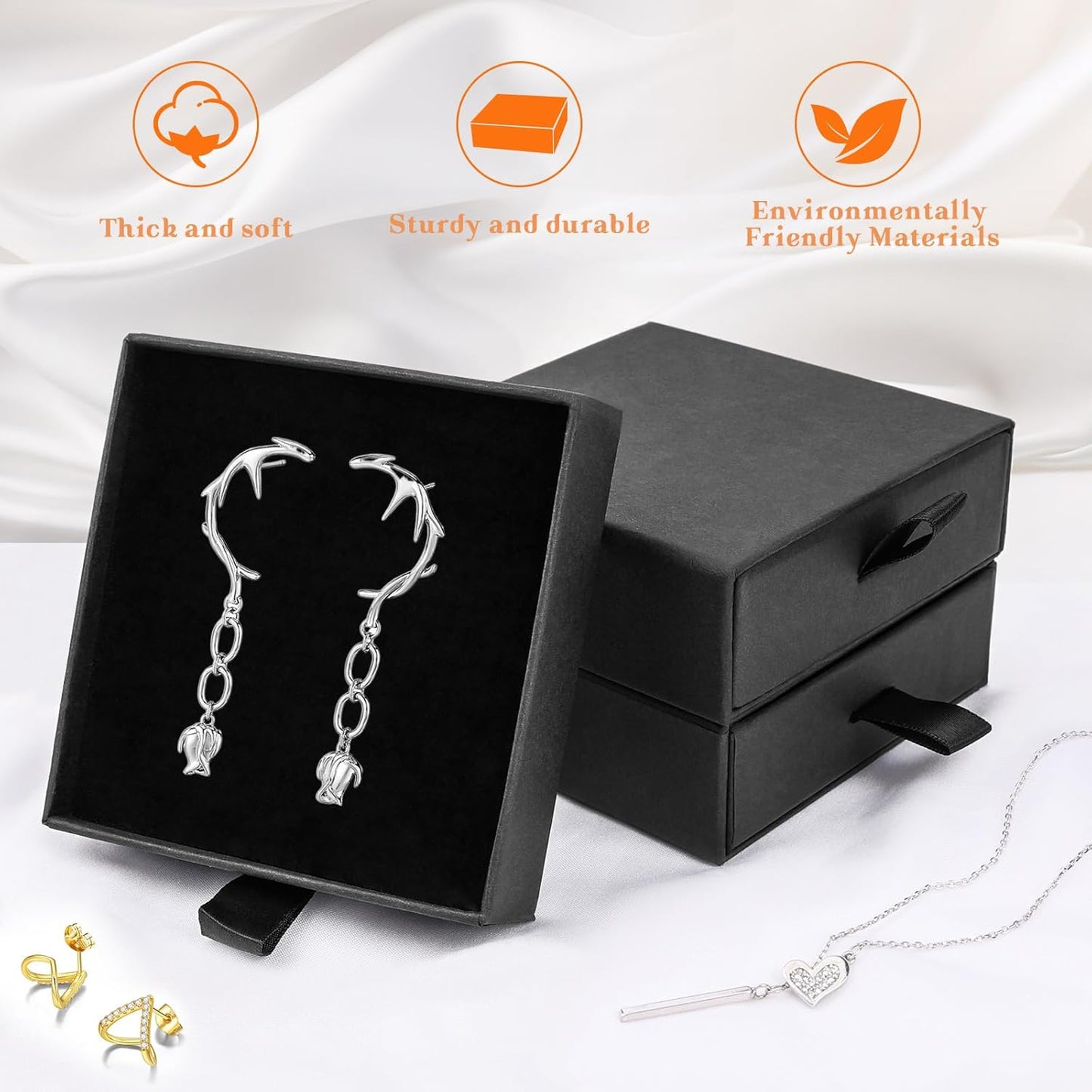 Jewelry Box, 5Pcs Jewelry Boxes for Women 3.5×3.5x1 Inch Jewelry Gift Box, Cardboard Jewelry Gift Necklace Ring Earring Jewelry Box (Black)