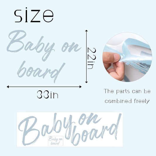 Baby On Board Decal - Baby Shower Party Decorations,Gender Reveal Party Decor Decals,Photography Background Decal (Blue Baby on Board)