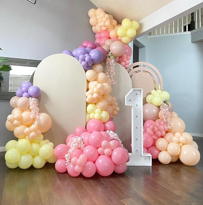 Pastel Balloon Garland Arch Kit, 162pcs Assorted Colors Pastel Latex Balloons for Rainbow Wedding Baby Shower Girls Princess Birthday Easter Unicorn Ice Cream Theme Party Decorations