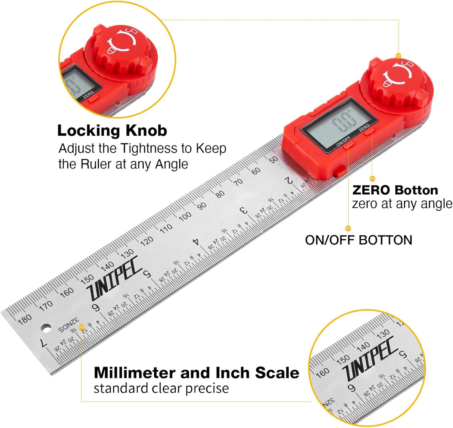 Digital Angle Finder Protractor, Angle Finder Ruler,Stainless steel 7inch 200mm 7inch/200mm, Angle Measuring Tool for Woodworking,Carpenter,Construction,DIY Measurement (Stainless Steel)